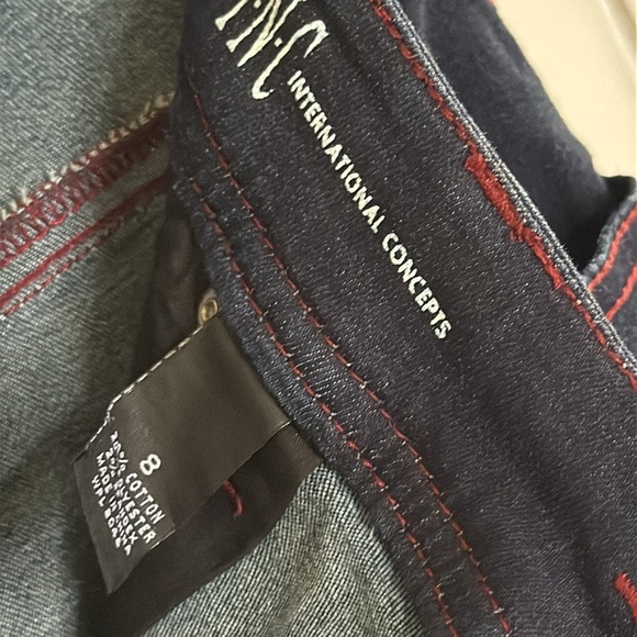 Inc Denim Dark Blue Flare Leg Curvy Fit Jeans Everyday Casual Lightweight Size 8 - Picture 7 of 13